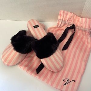 Victoria Secret satin slippers with dust bag